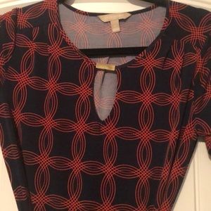 Banana Republic navy and orange dress